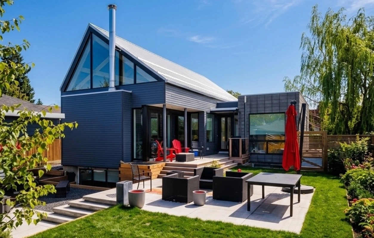 Elboya Calgary custom home exterior featuring James Hardie® siding, custom exterior panels, aluminum soffit, and fascia by Rhino Exteriors